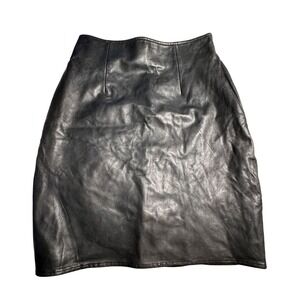Vintage VS2 Black Lambskin Leather Mini Skirt Size 4 High Waisted Punk Rock Y2K